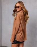 Cobian Suede Button Down Top