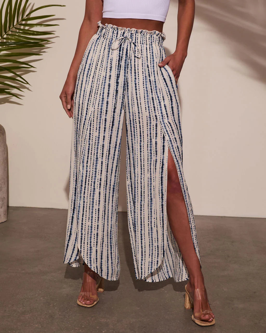 Jessey Abstract Side Slit Pants