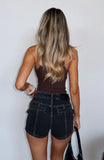 Whispers Of Us Denim Shorts Black Acid