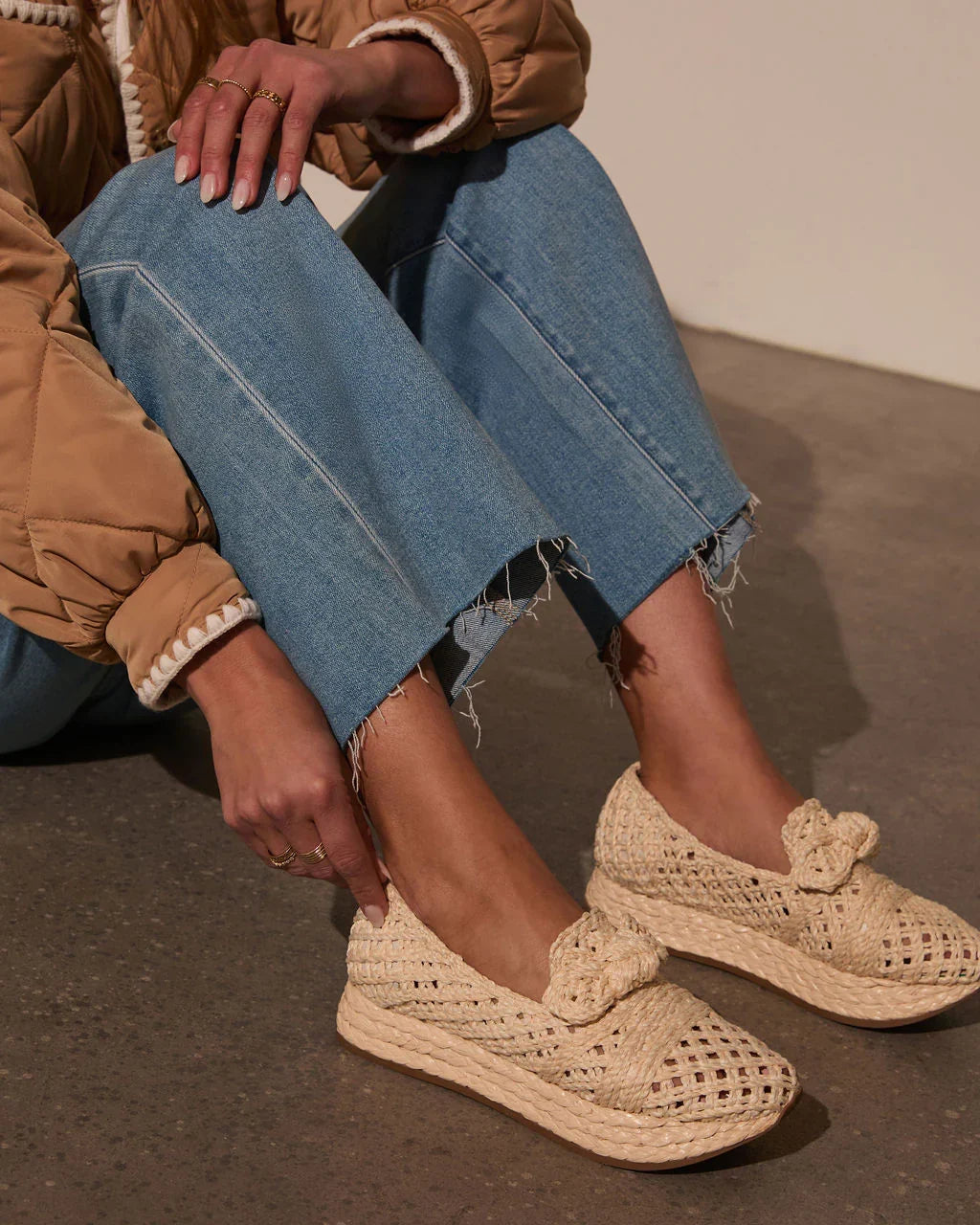 Lyla Straw Platform Bow Sneaker