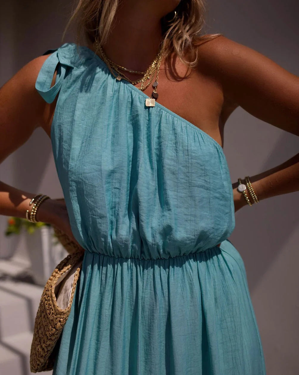 Serene Summer One Shoulder Maxi Dress