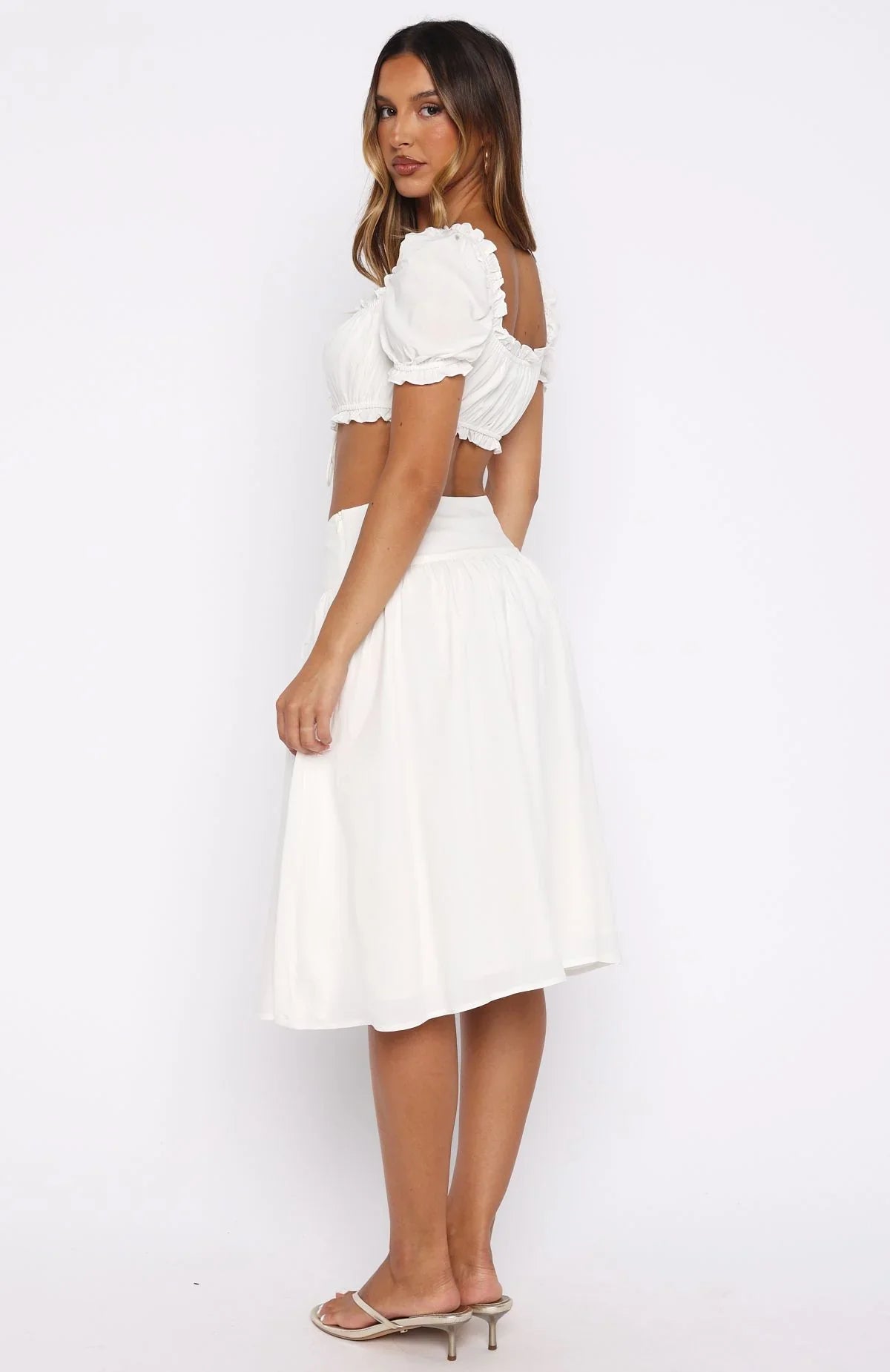 Tender Moments Midi Skirt White