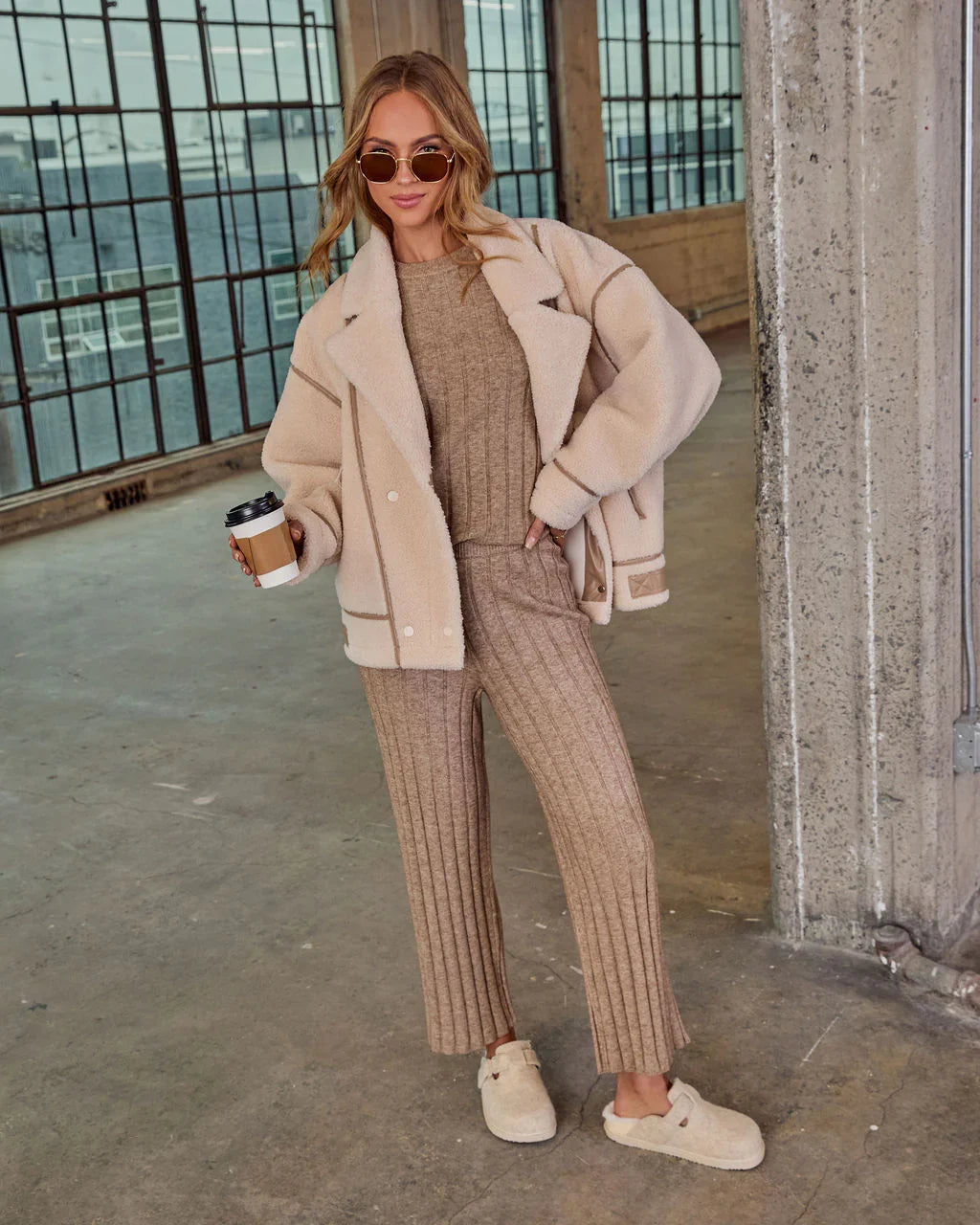 Homebody Hour Ribbed Knit Sweater