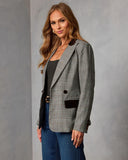 Yvonna Velvet Trim Blazer
