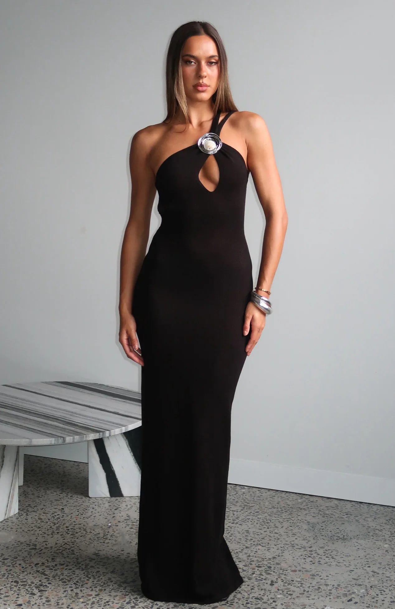 Forever On Vacation Knit Maxi Dress Black