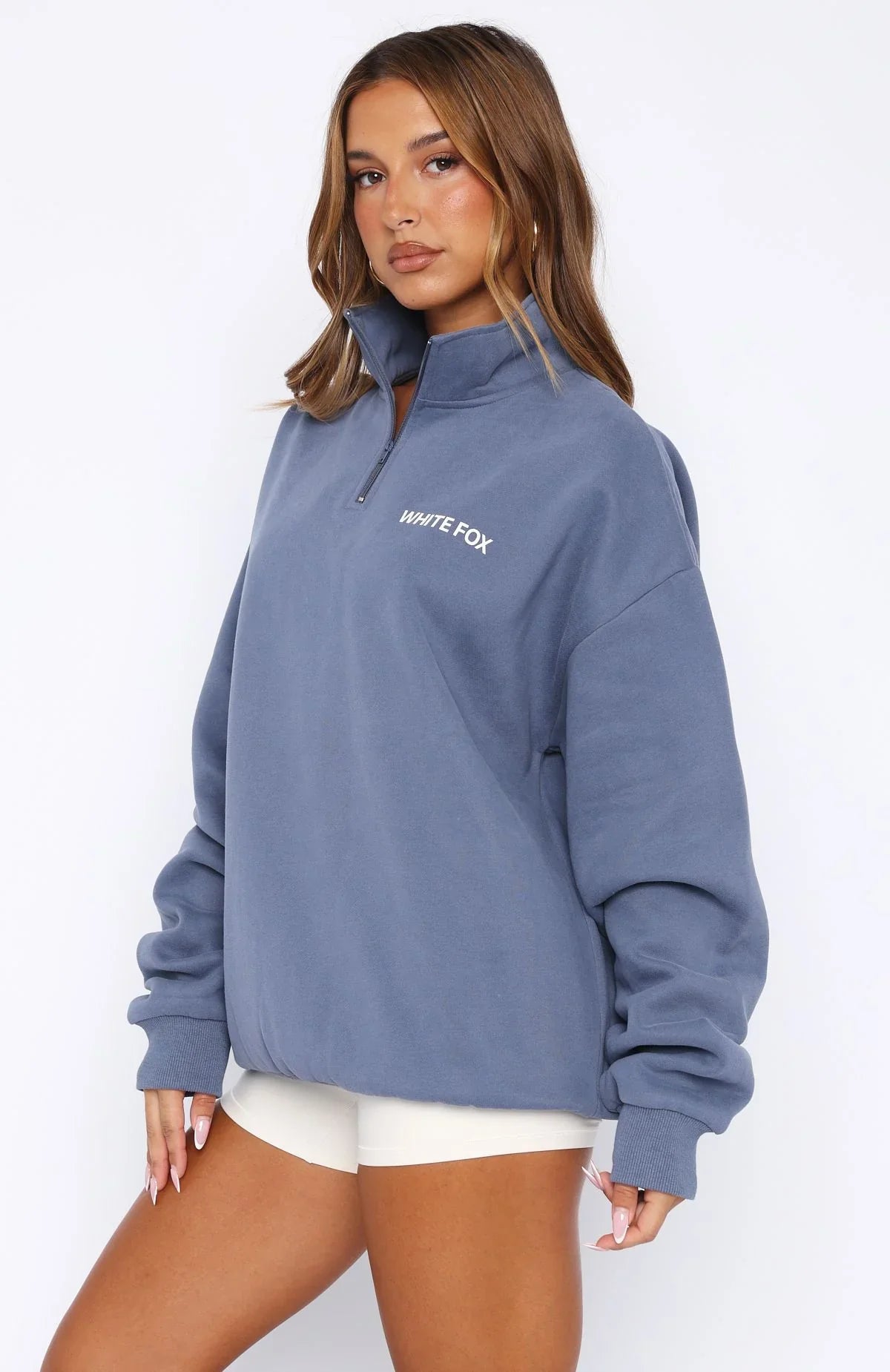 Core Classic Zip Front Sweater Ocean