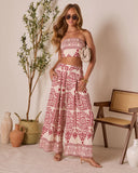 Homestead Printed Strapless Crop Top