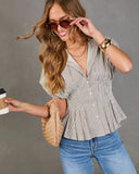 Loose Light Striped Pintuck Top