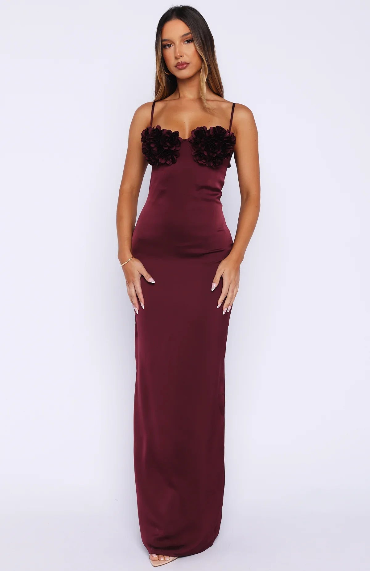 Sweet Petal Maxi Dress Burgundy