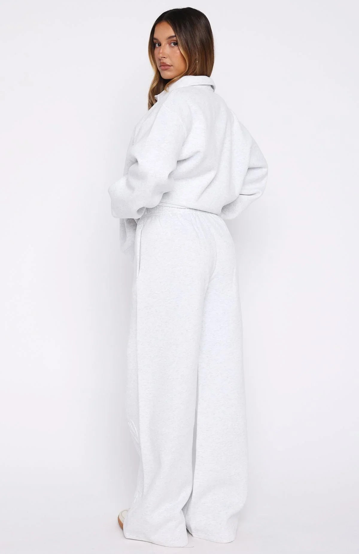 Chill Moves Wide Leg Sweatpants Grey Marle