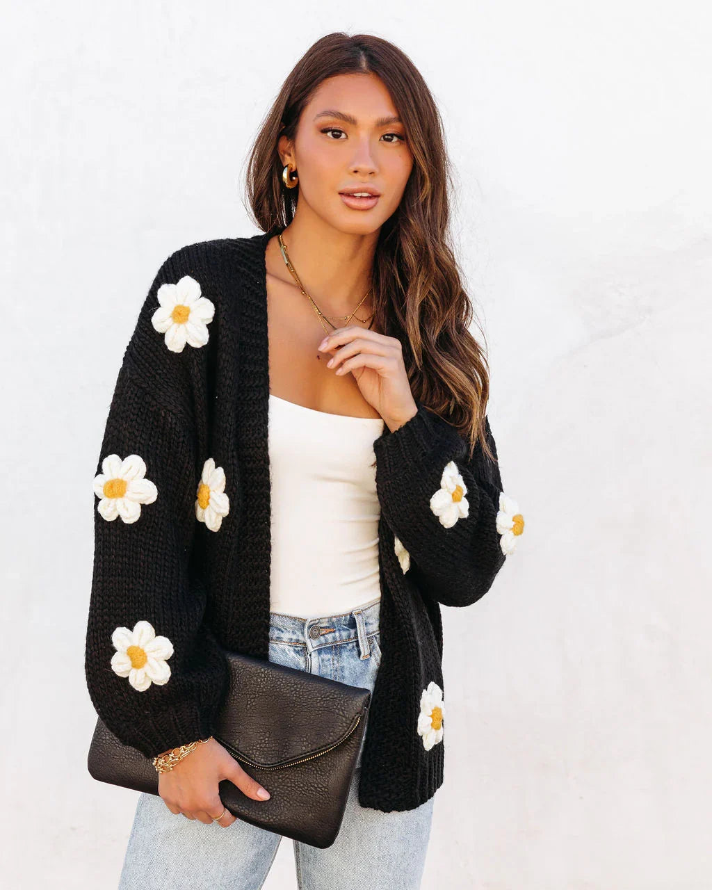 Fallen Daisy Oversized Knit Cardigan