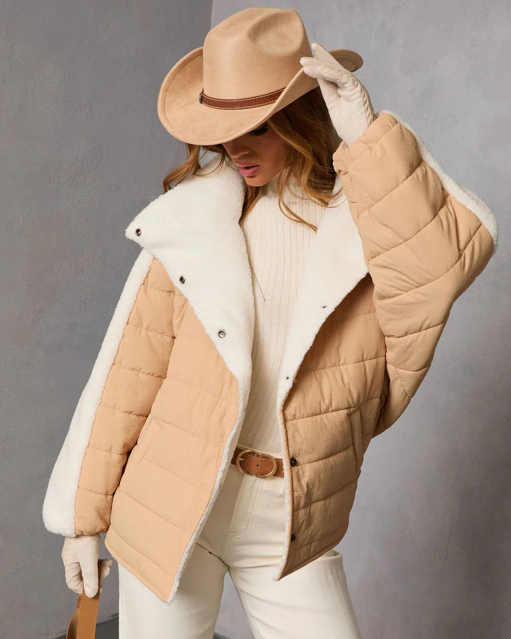 Malrin Sherpa Lined Contrast Puffer Coat
