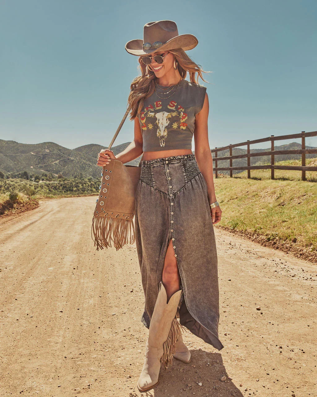Outlaw Muse Fringe Faux Suede Crossbody Bag