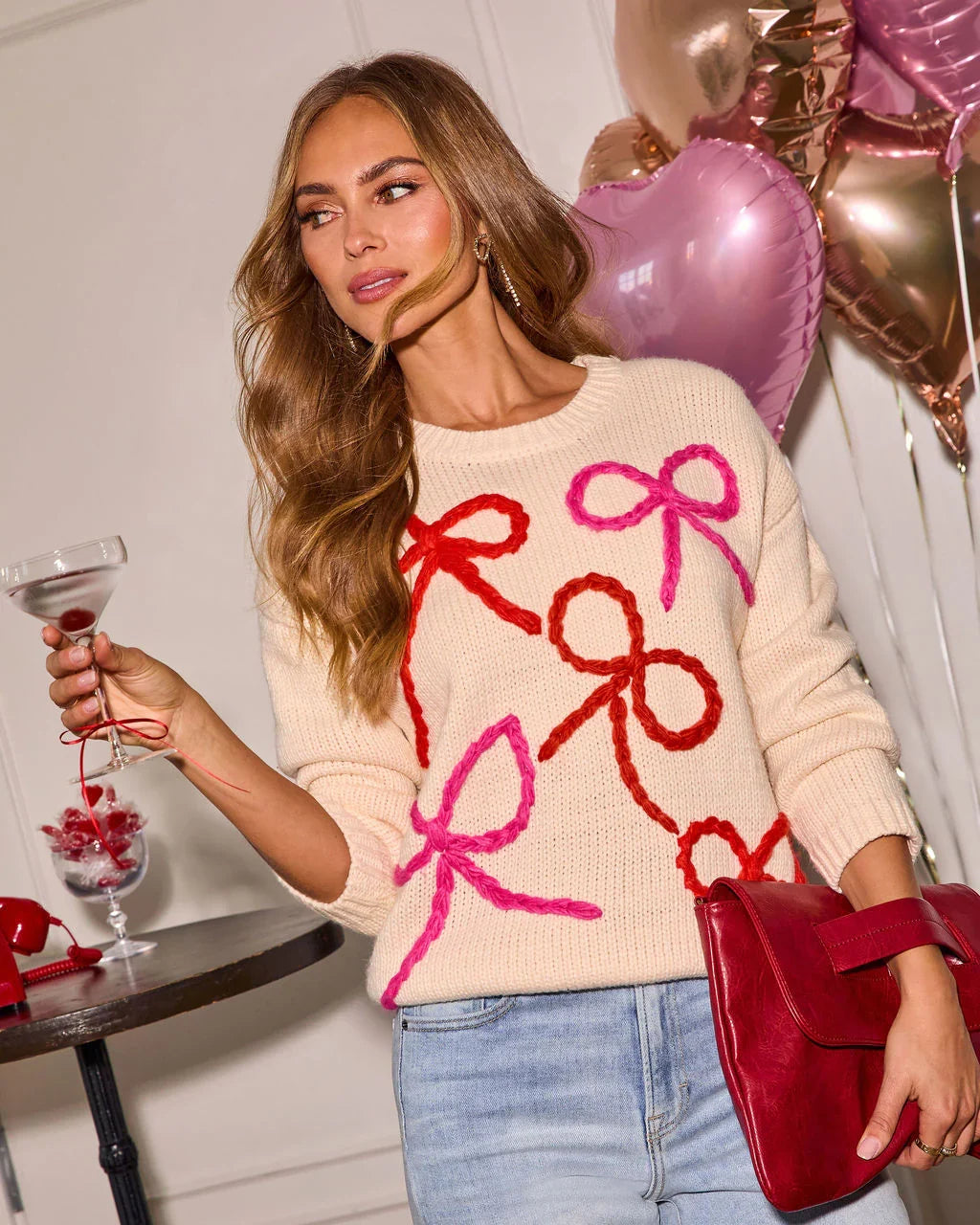 Tied With Love Contrast Bow Knit Sweater