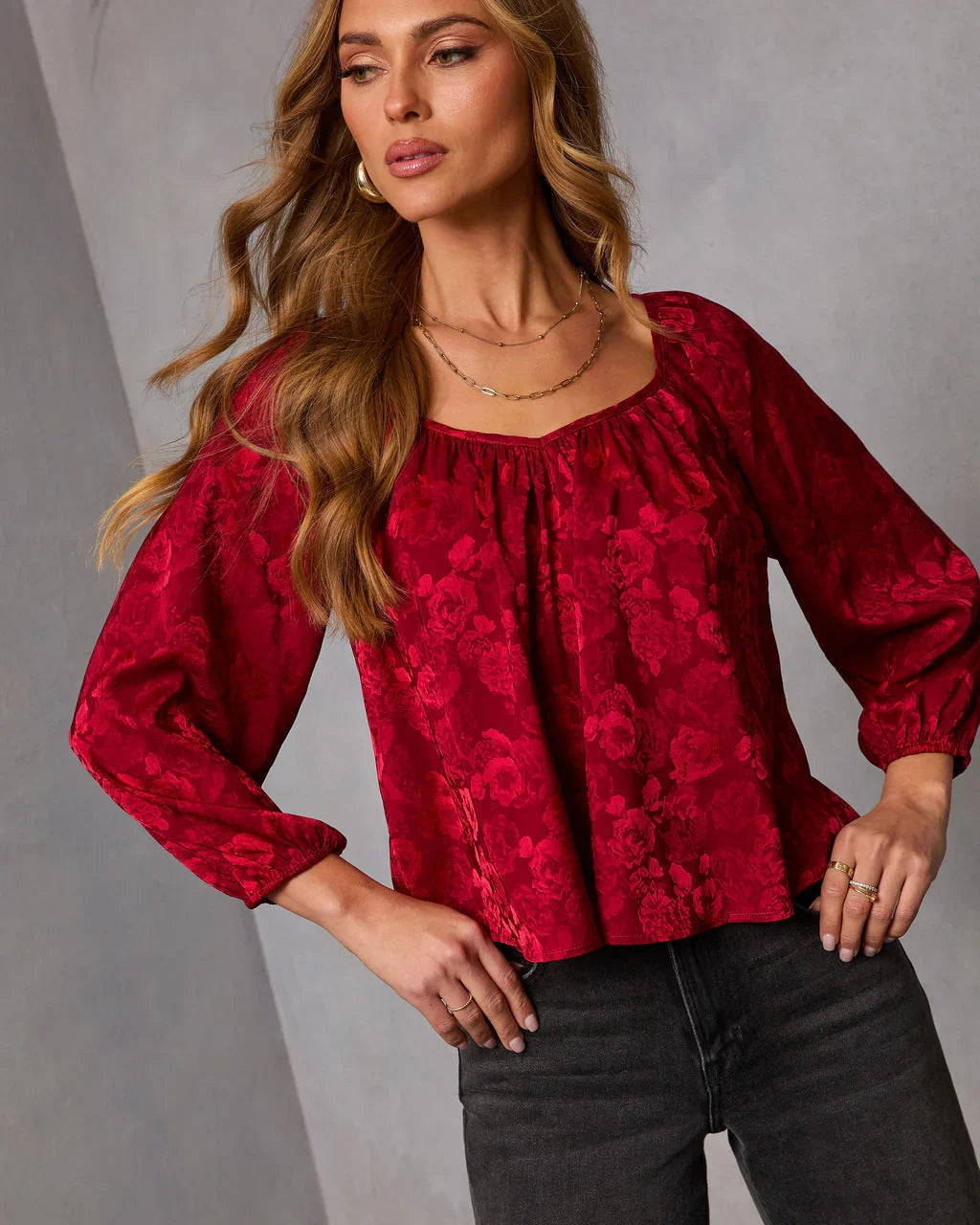 Cool Bloom Floral Jacquard Blouse