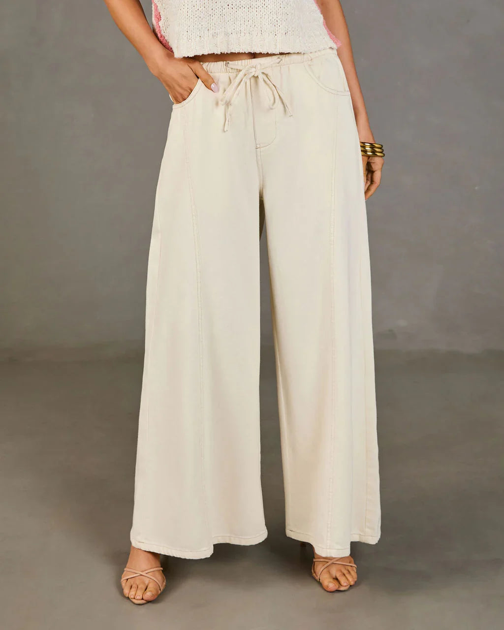 Zenah Rigid High Rise Wide Leg Drawstring Jeans