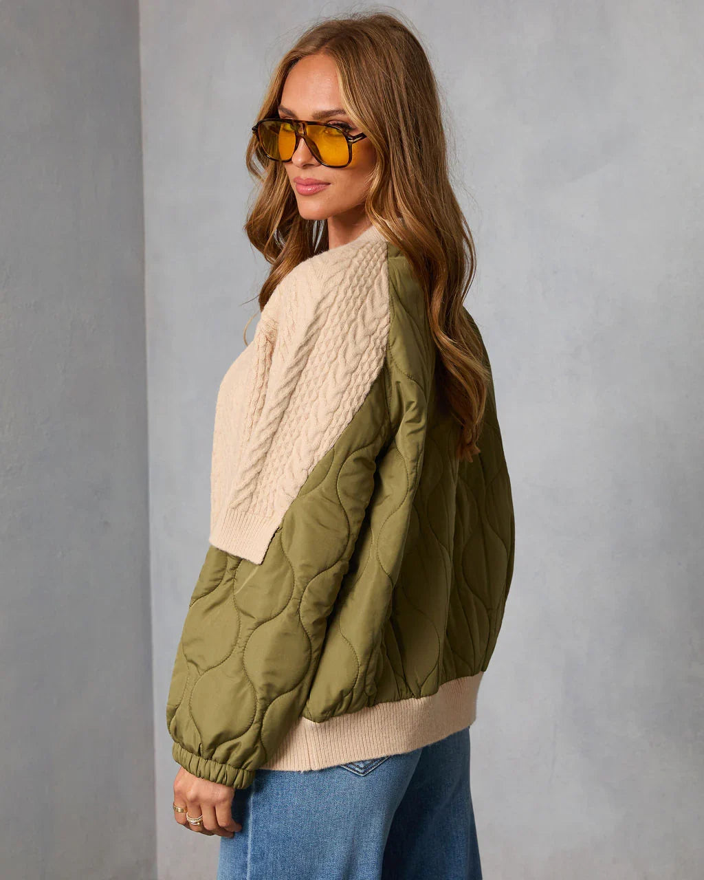 Wystin Knit And Nylon Mixed Media Bomber Jacket