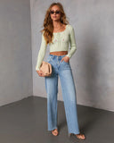 Happy Bloom Bust Tie Embroidered Top