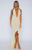 Let It Ride Halter Maxi Dress Lemon