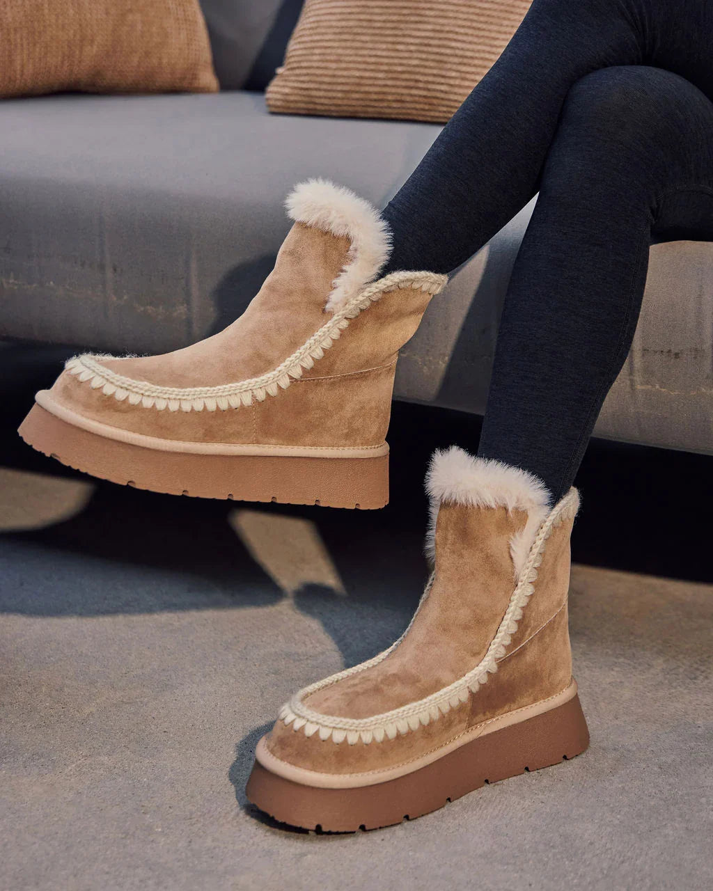 Joppie Faux Suede Fur Lined Booties