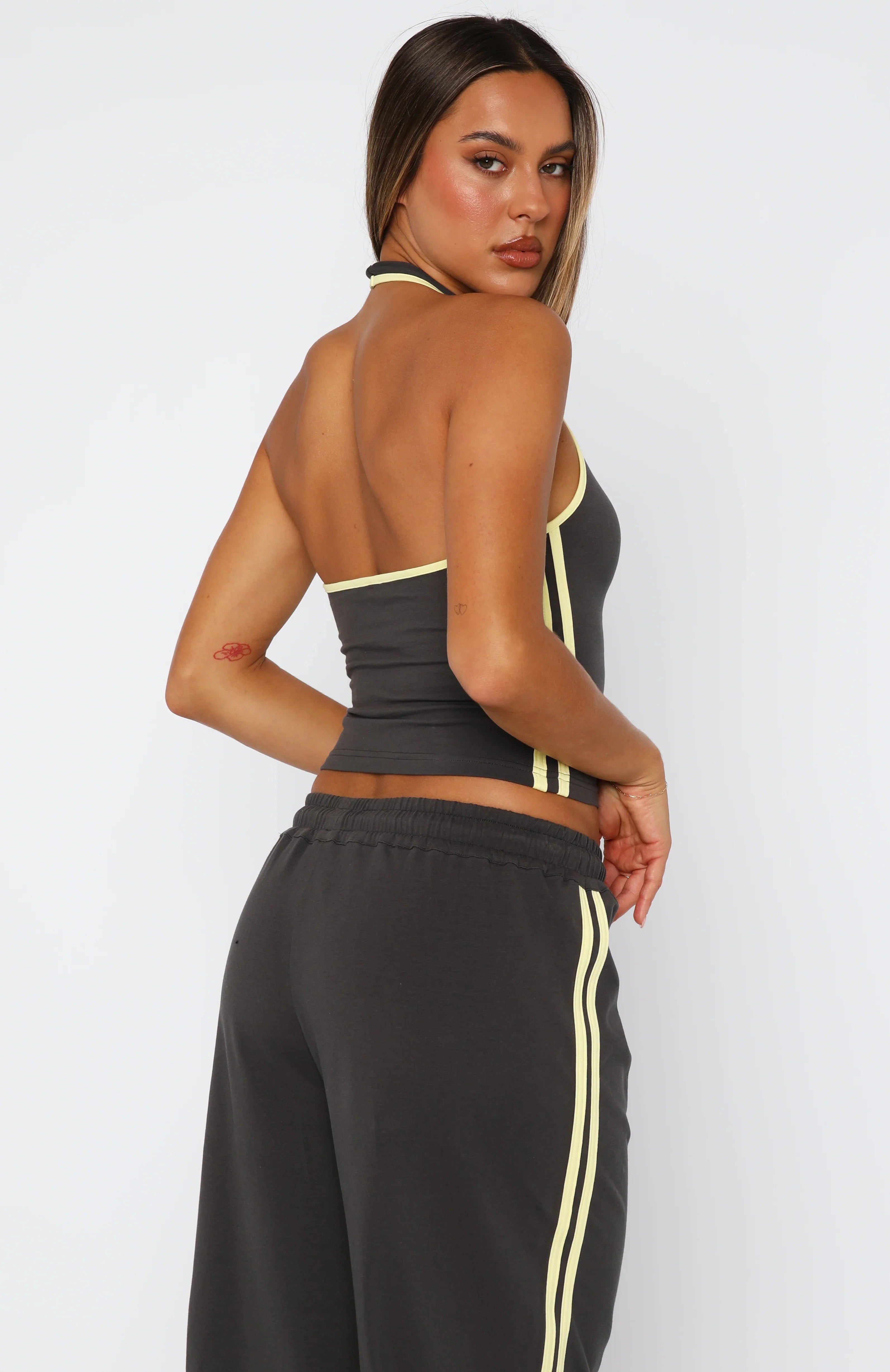 Star Of The Night Halter Top Charcoal