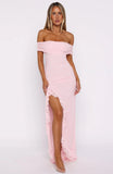Icon In Motion Off Shoulder Maxi Dress Baby Pink