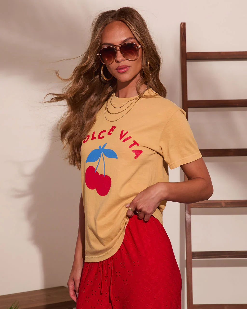 Dolce Vita Cherry Cotton Short Sleeve Graphic Tee