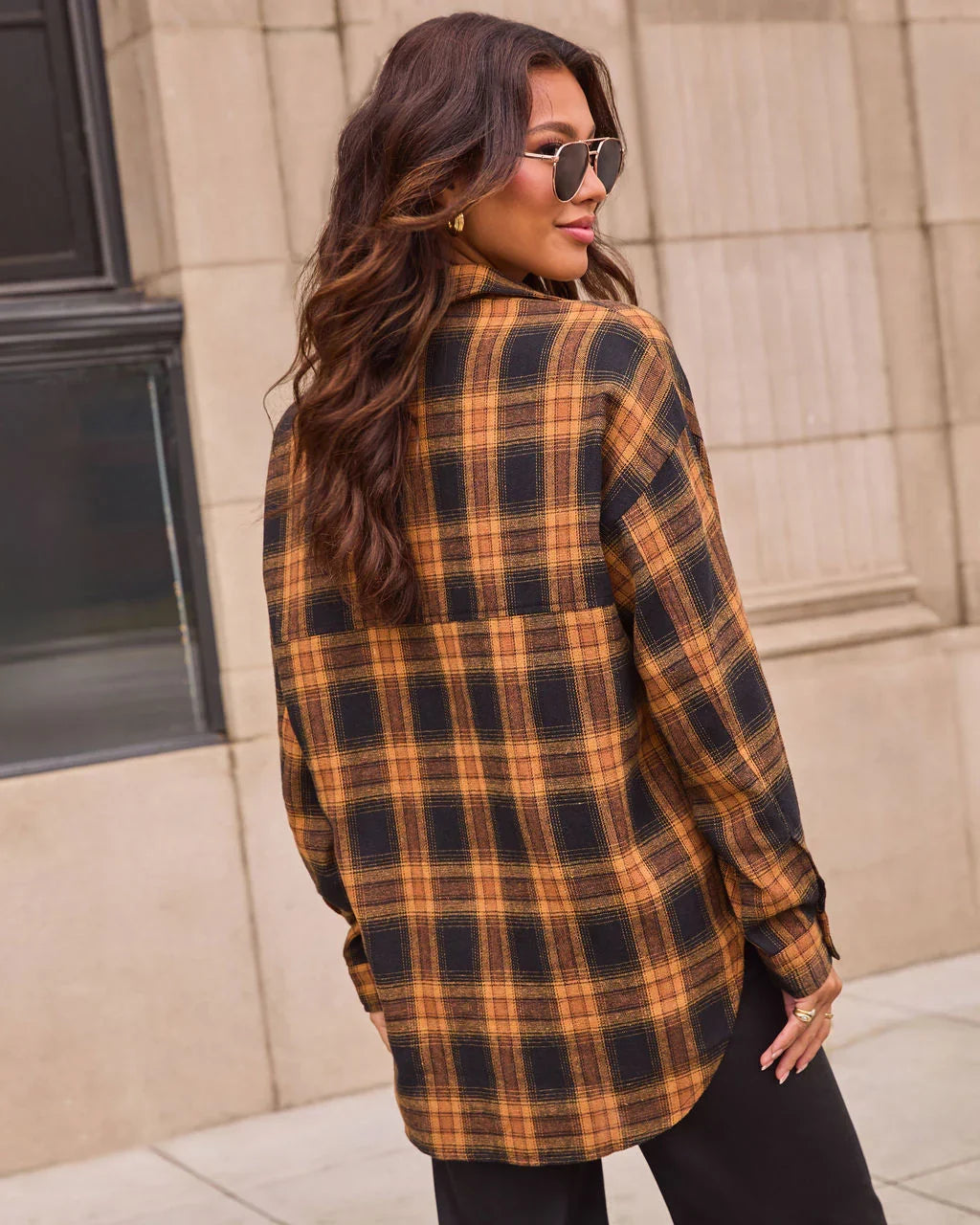 Petaluma Cotton Blend Plaid Button Down Top