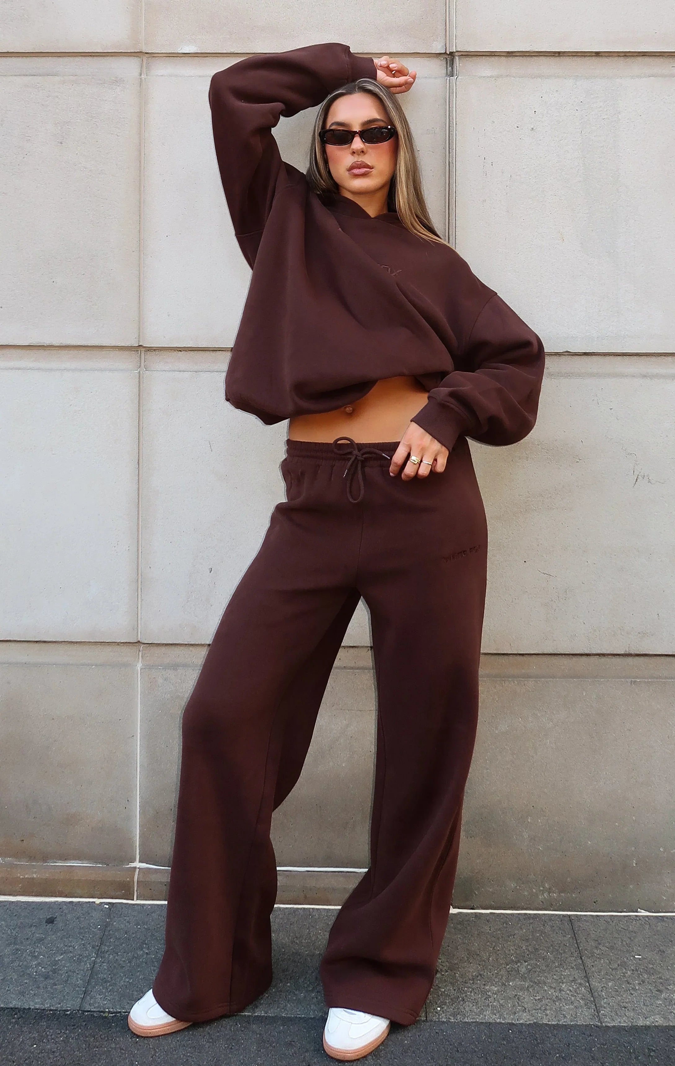 Stay Lifted Wide Leg Sweatpants Bitter Chocolate