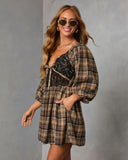 Ajah Plaid Lace Bust Mini Dress