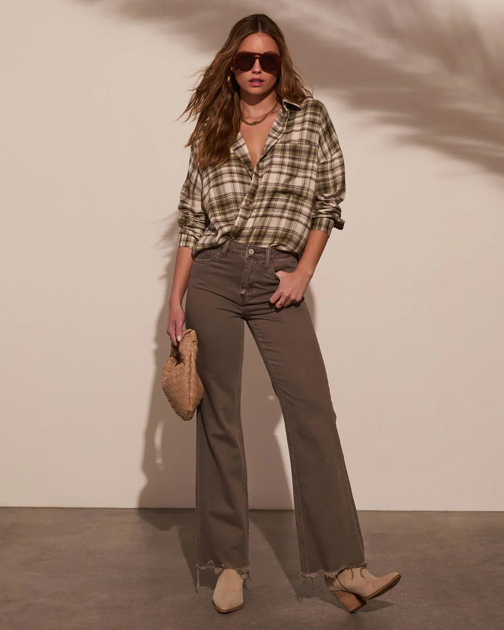 Silvie Plaid Button Down Top