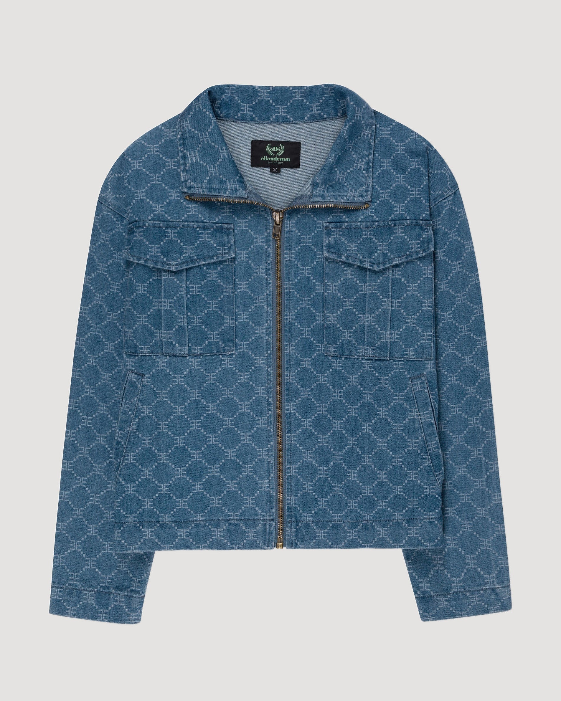 EE Monogram Print Denim Jacket