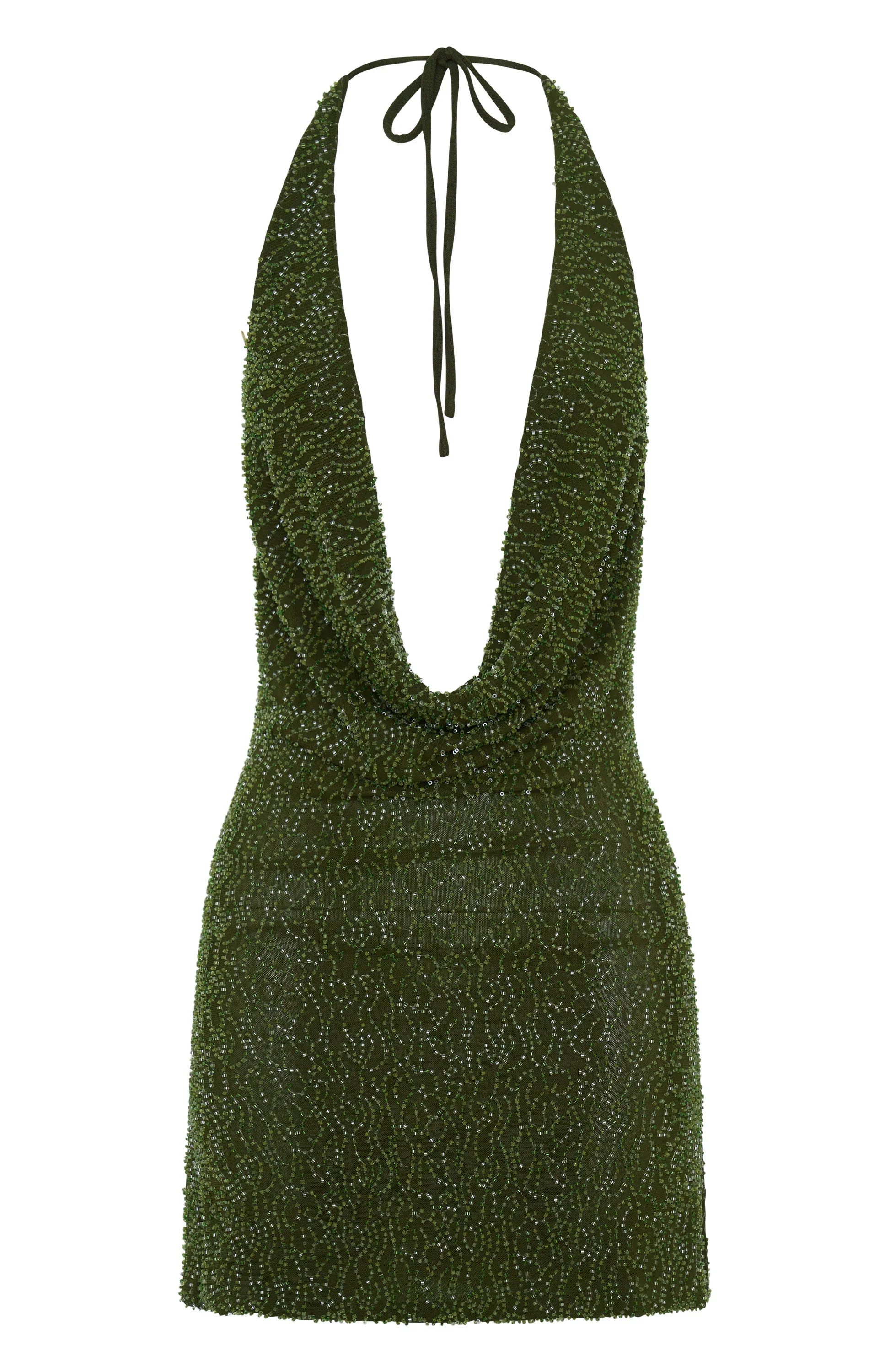 By Candlelight Beaded Mini Dress Deep Olive
