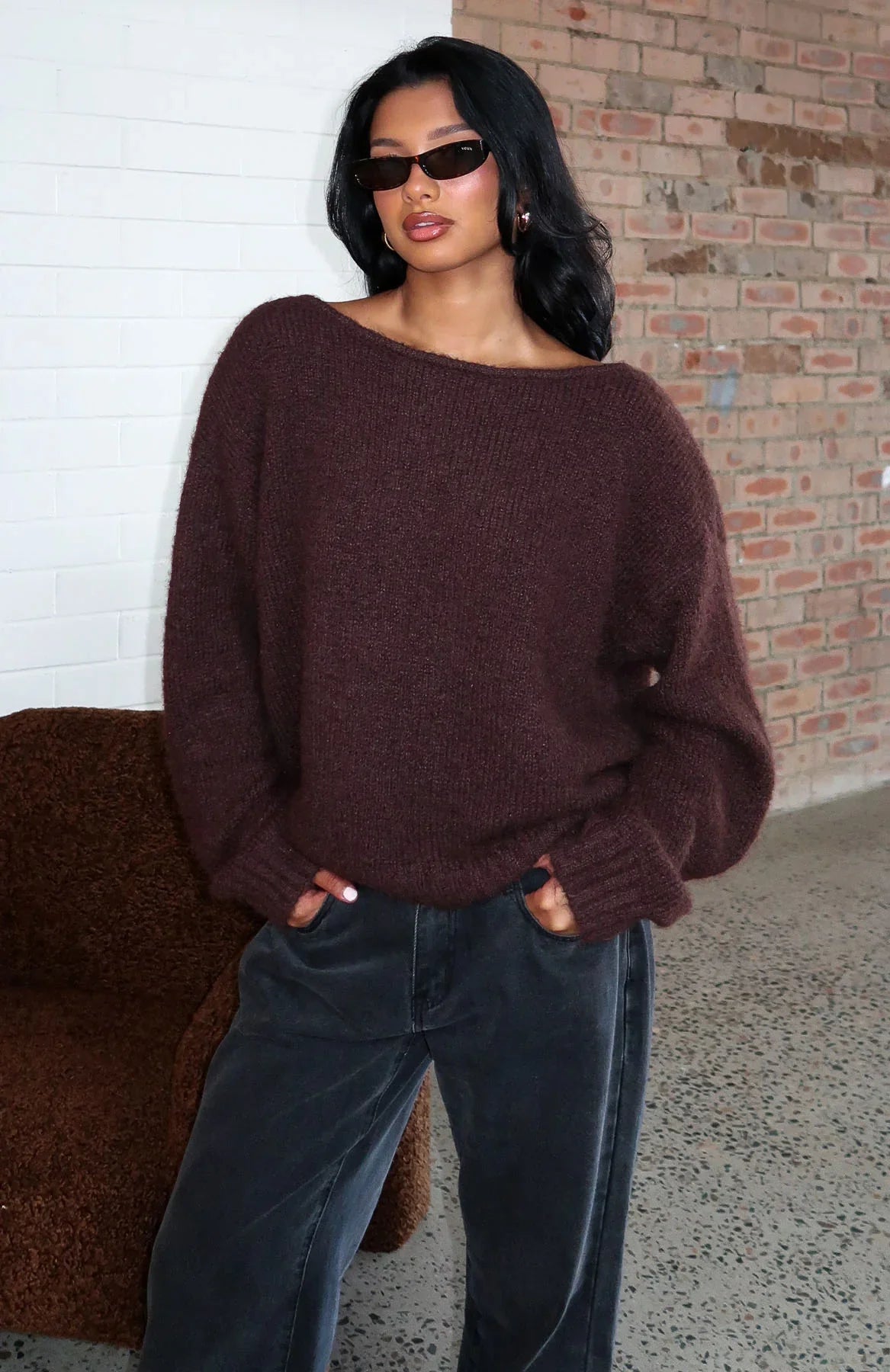 Softer Love Knit Sweater Chocolate