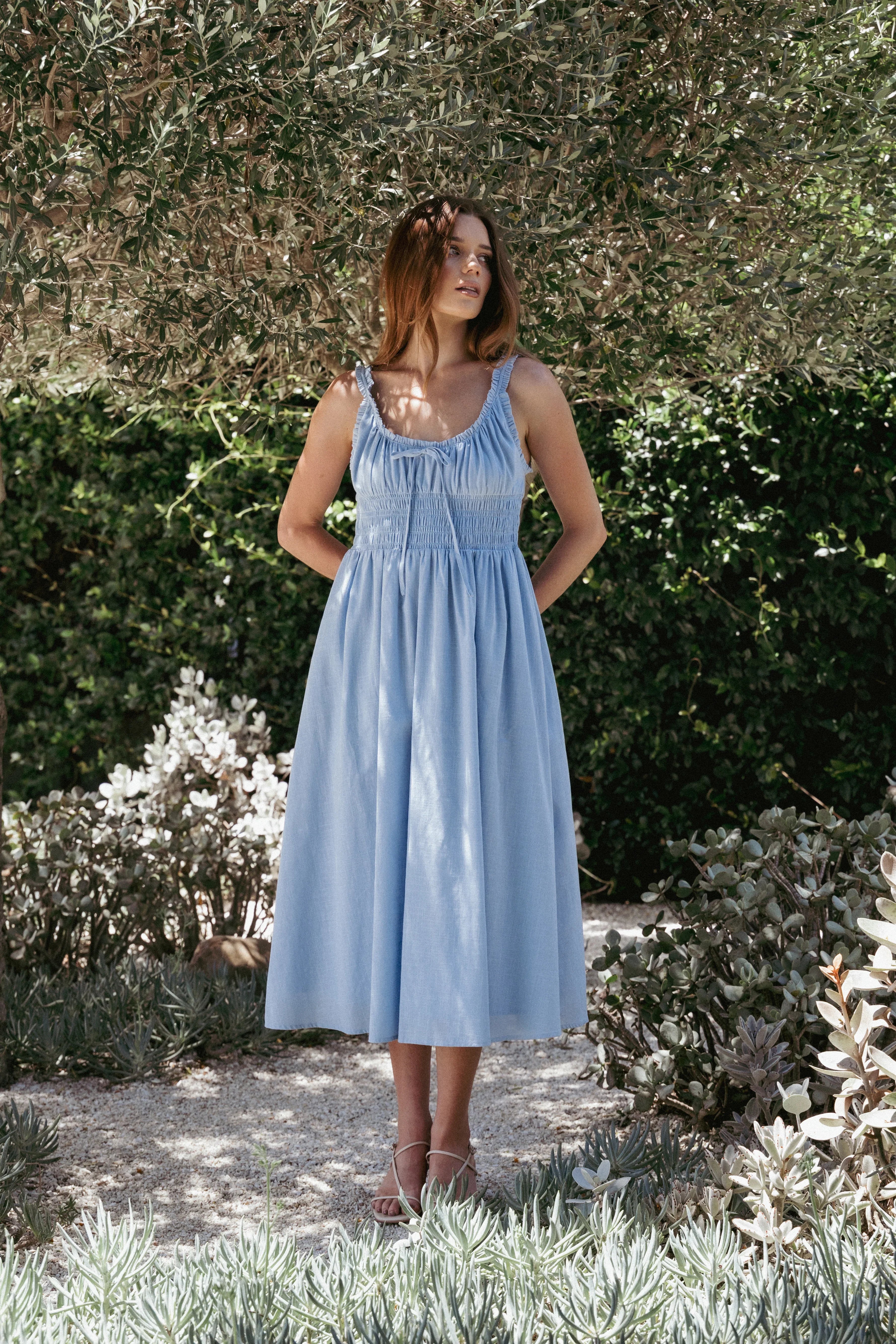 Auguste Midi Dress Pale Blue