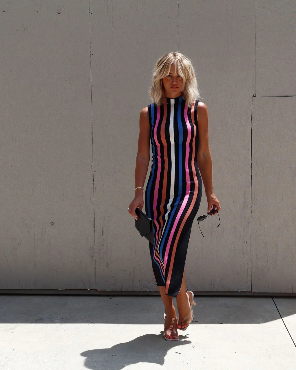 Elzada Striped Sweater Midi Dress