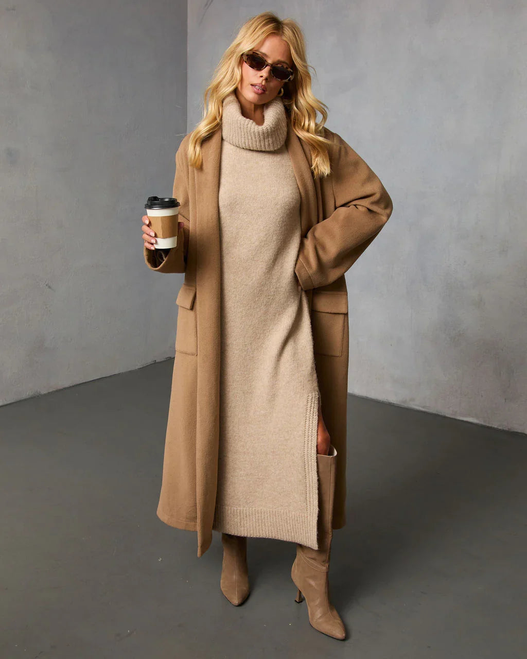 Roselle Turtleneck Midi Sweater Dress