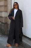 Walk By Me Oversized Coat Charcoal Pinstripe