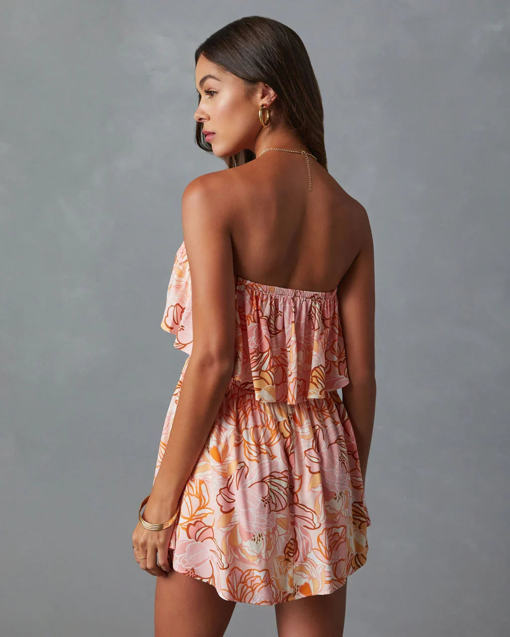 Lilly Floral Smocked Strapless Romper