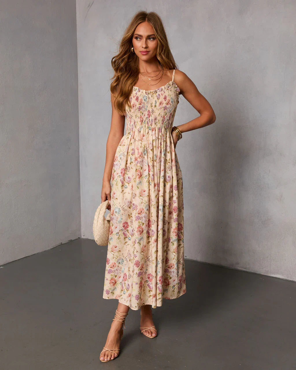 Fresh Fem Printed Sweetheart Maxi Dress