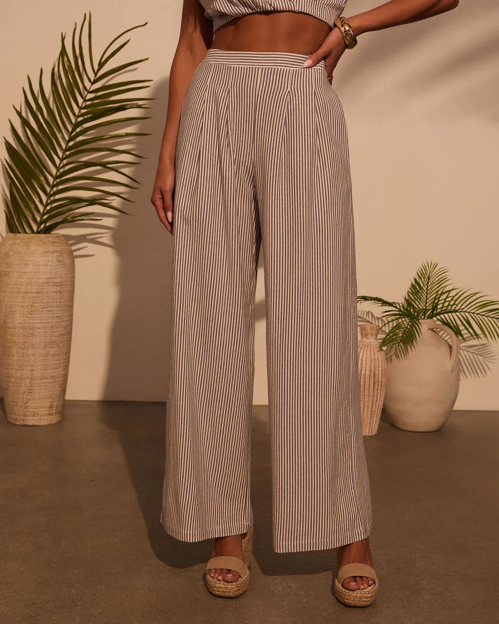 Weekend Trip Pinstripe Wide Leg Pants