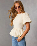 Aloura Puff Sleeve Peplum Top