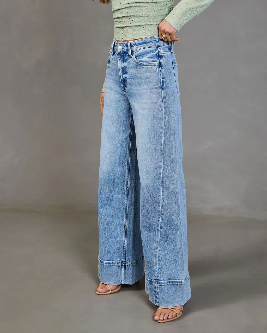 Clean Cut Stretch High Rise Wide Leg Jeans