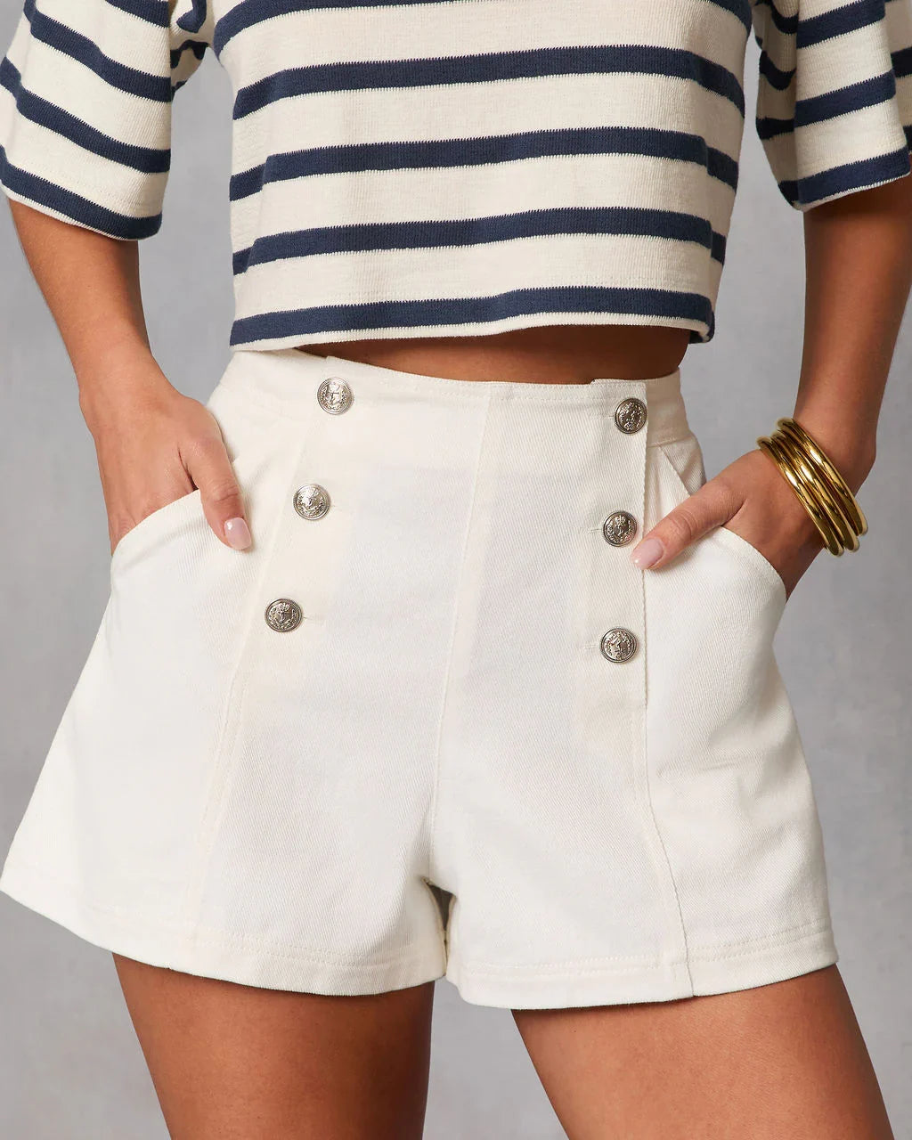 Heritage Hues High Rise Sailor Denim Shorts