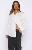Always About Us Button Up Shirt White Polka Dot