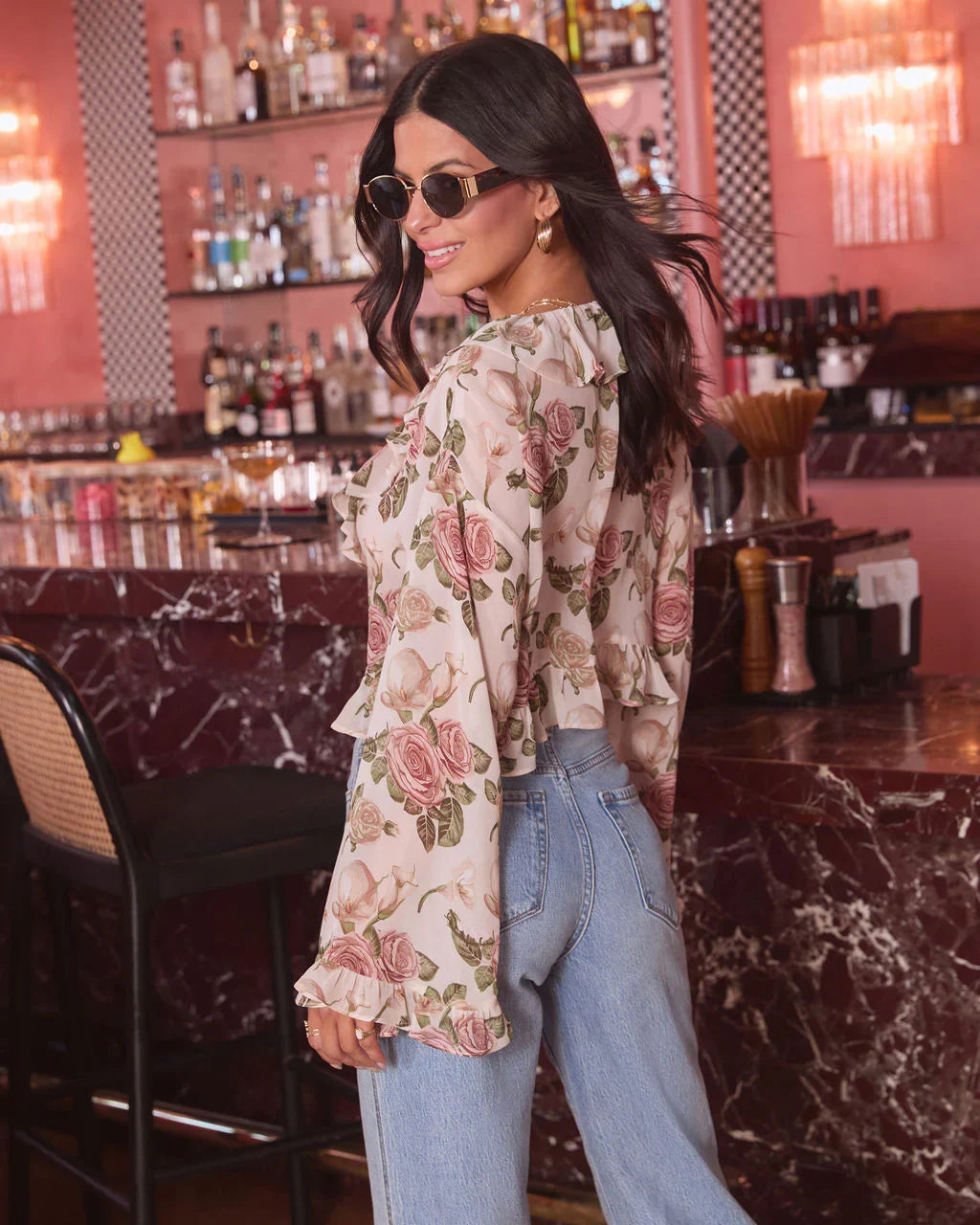 Lovers Bloom Floral Ruffle Blouse