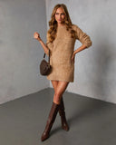 Hazely Fuzzy Knit Mini Sweater Dress