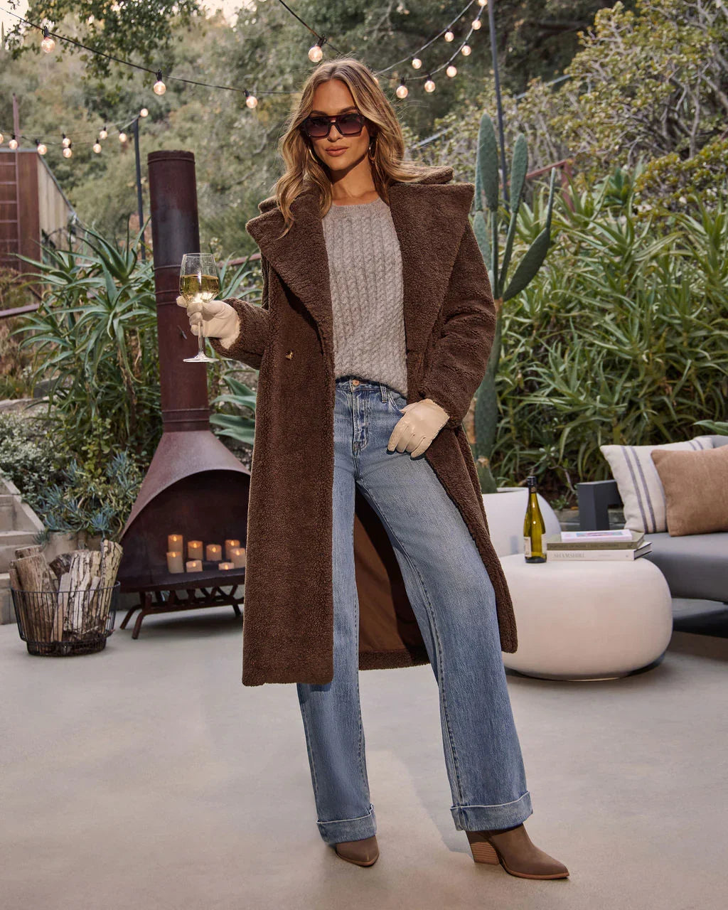 Vionae Vegan Leather Faux Fur Trim Gloves