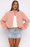 What Did I Miss Faux Suede Jacket Blush