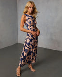 Thessara Printed Ruched Maxi Dress